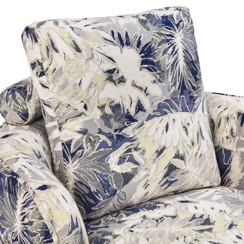 Set of 2 Comfortable Upholstered Swivel Chair with Soft Chenille and Wood Base
