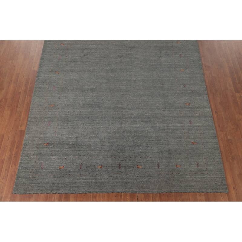 Gray Gabbeh Oriental Area Rug Wool Carpet - 8'0"x 9'8"