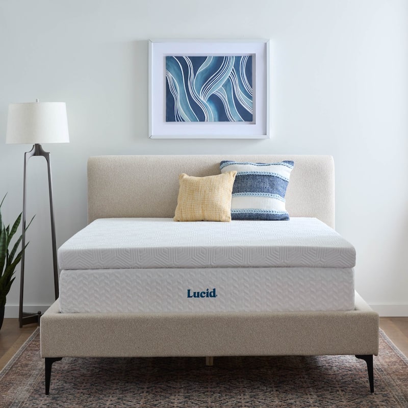 Lucid Lavender and Gel Covered Mattress Topper 2,3,4 inch - N/A