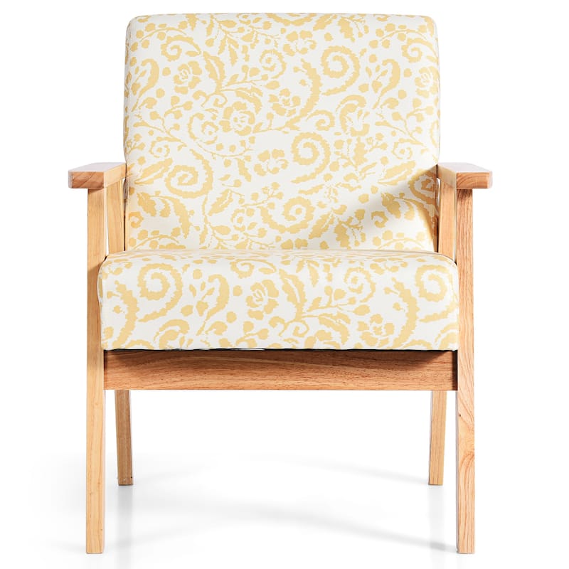 Gymax 2PCS Accent Armchair Upholstered Chair Home Office w/ Wooden - 25'' x 26.5'' x 32''
