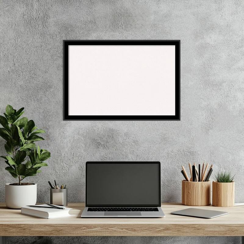 Incline Black Wood Framed Cork Board - Bulletin Board, Organization Board, Pin Board