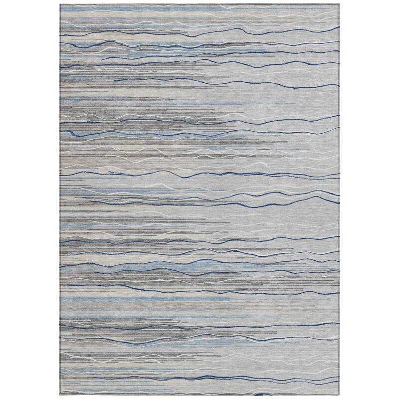 HomeRoots Striped Transitional Rectangle Outdoor Rug