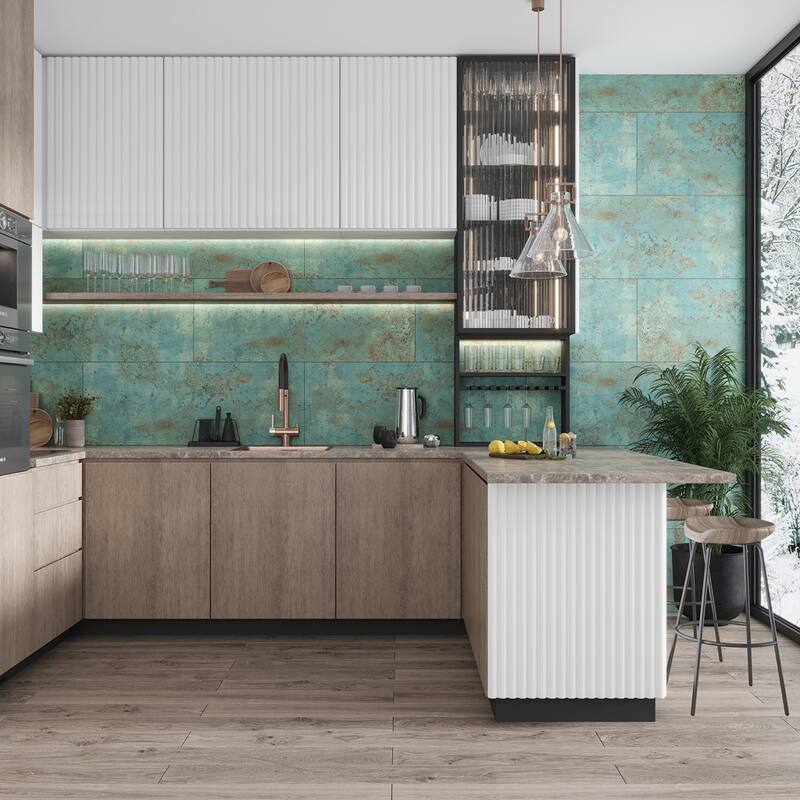 Apollo tile 18" x 48" Nimbus Matte Viridian Green Ceramic Tile (22.98 sq ft/case) - 4 Pack