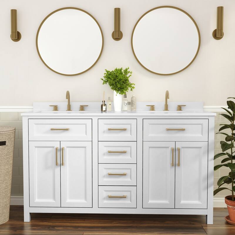James Allan FFIR37577 60" Free Standing Double Basin Vanity Set with