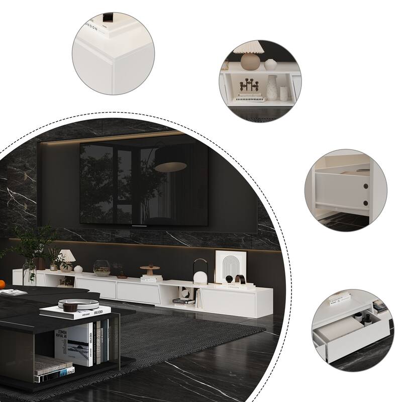 Expandable Entertainment Console - Stylish Design,95" to 138" TV Stand