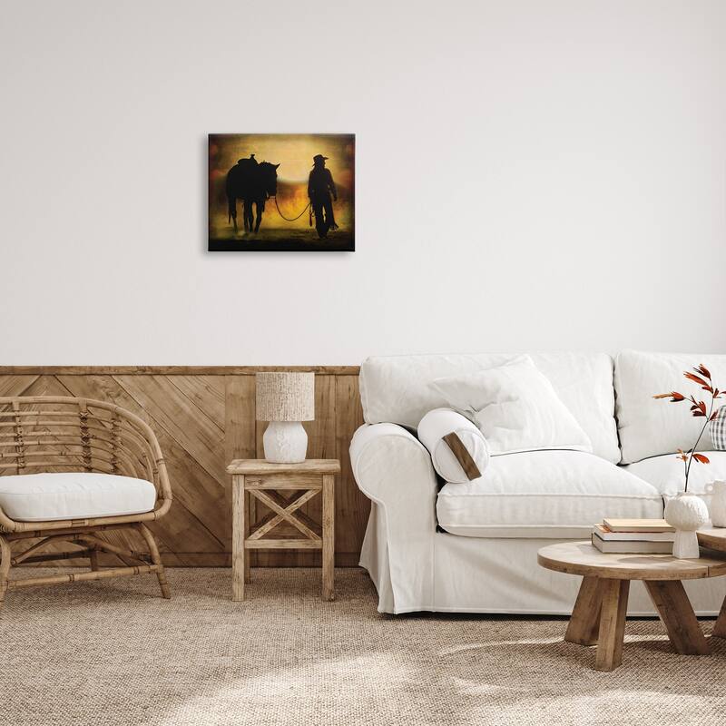 Stupell Cowgirl & Horse Silhouette Canvas Wall Art Design by PBurchettePhoto
