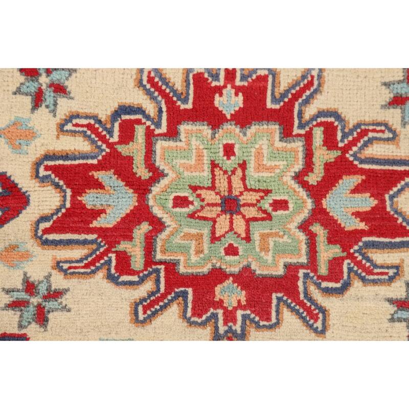 Kazak Accent Rug Hand-Knotted Oriental Beige / Ivory Wool Carpet - 2'9" x 3'10"
