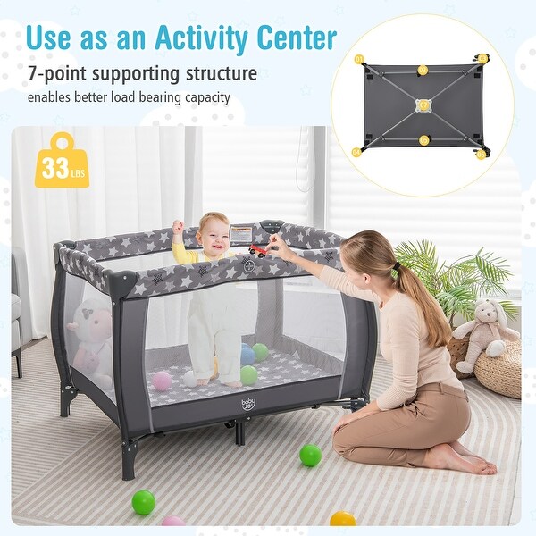 Gymax 4-in-1 Portable Baby Playard Nursery Center Bassinet w