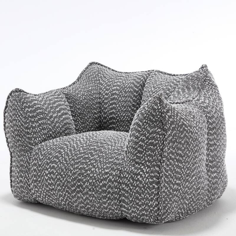 Chenille Square Bean Bag Chair, High Resilience Foam Lounge Chair, Cozy Aldult Lazy Sofa with Curved Armrests and Backrest