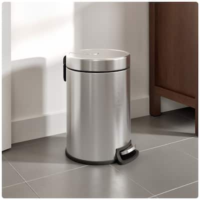 Totti 1.3 Gallon Stainless Steel Matte Finish Round Trash Can w/ Soft Closing Lid