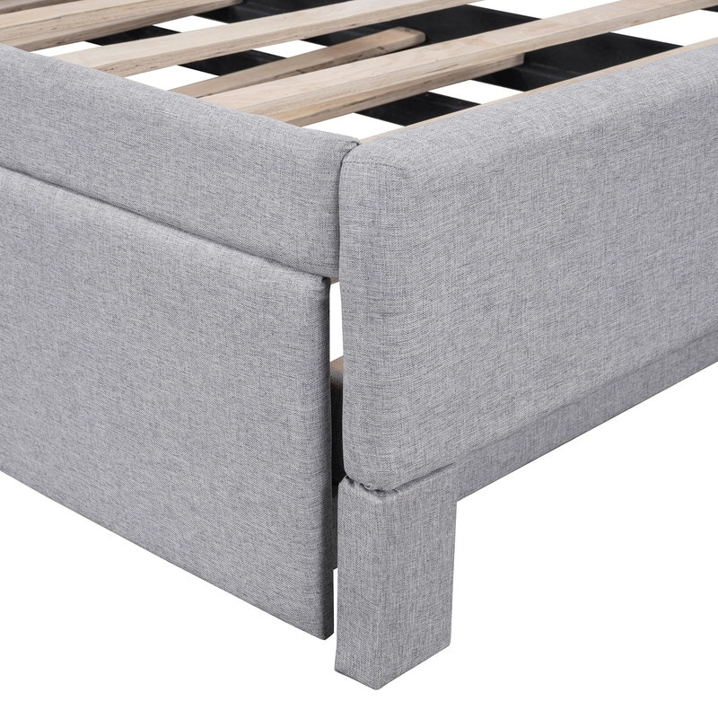 Twin-Size L-Shaped Upholstered Daybed With Pop-Up Trundle