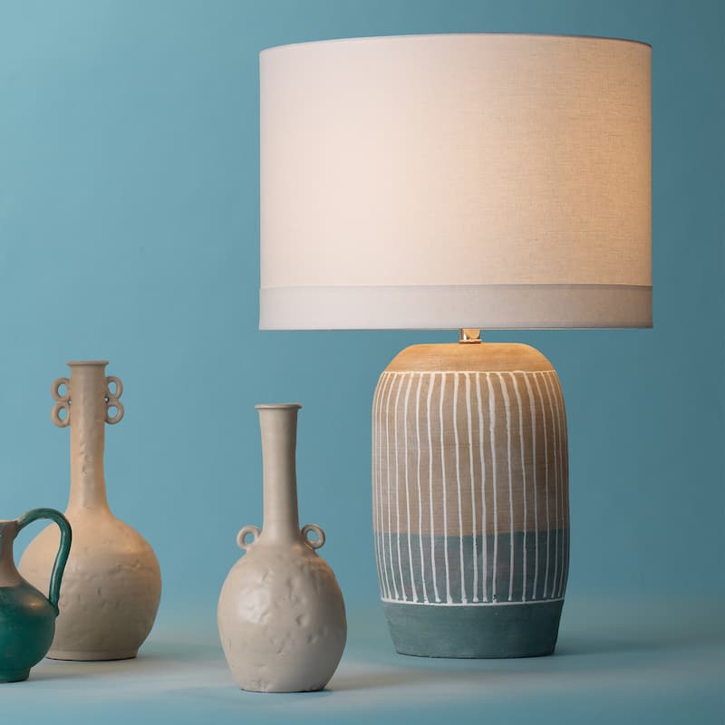 Jamie Young Flagstaff Ceramic Table Lamp with Linen Shade