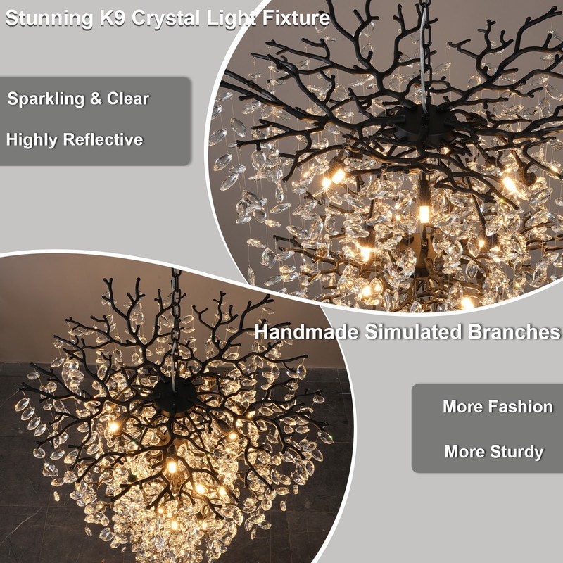 KAYLA Crystal Dimmable LED Tiered Chandelier - 118in - On Sale