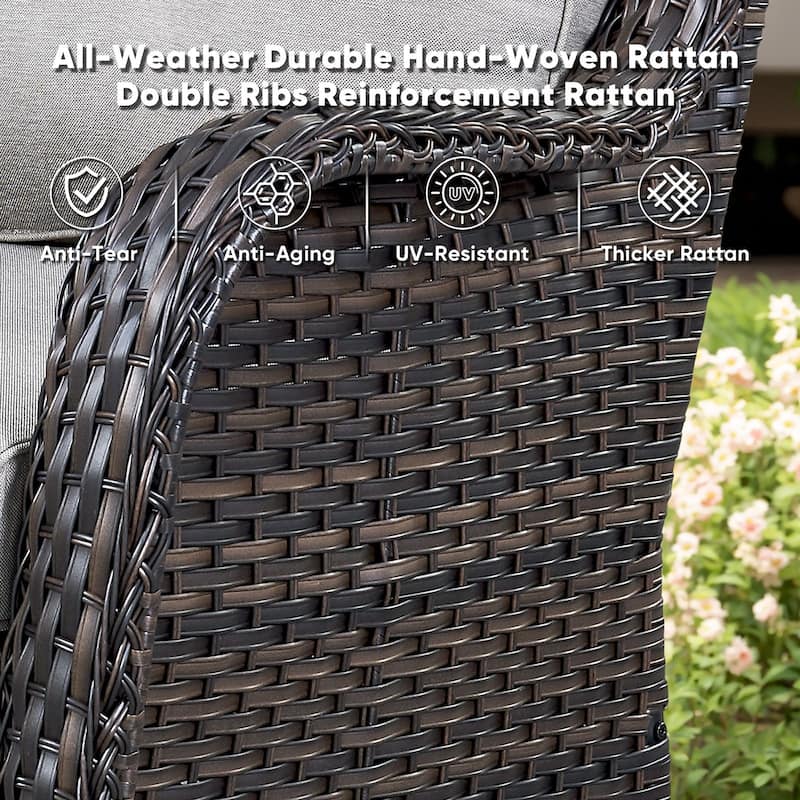 Gymojoy Wicker Patio Club Chairs with Olefin Weather-Resistant Cushions