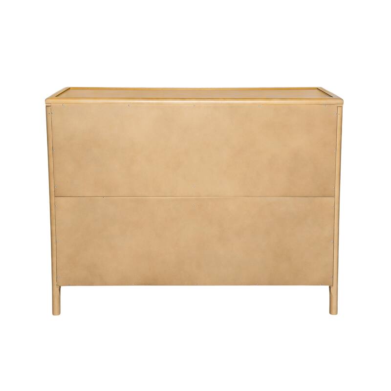 Roomfitters Large 6-Drawer Sideboard Storage Cabinet with Gold Handles