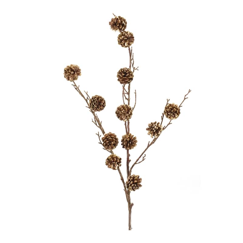 Pine Cone Twig Spray (Set of 2) - Gold