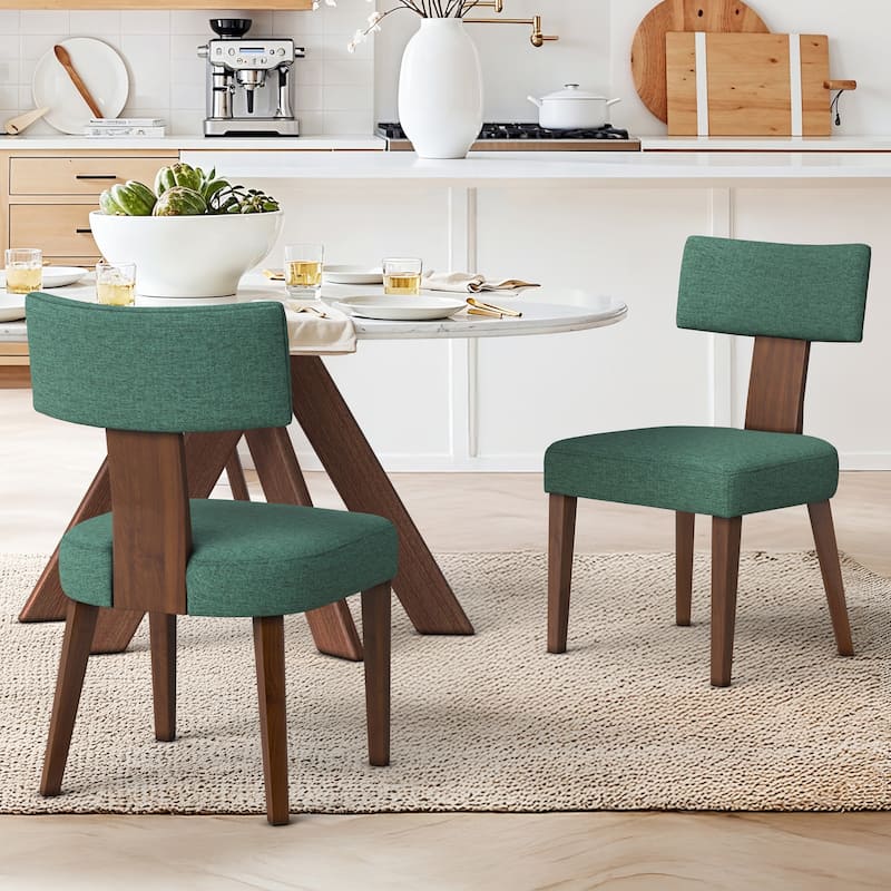 Solid Wood (2/4/6-Piece Set) Upholstered Dining Chairs - 19.1"D x 19.4"W x 33.6"H - Set of 2 - bluish cossack green
