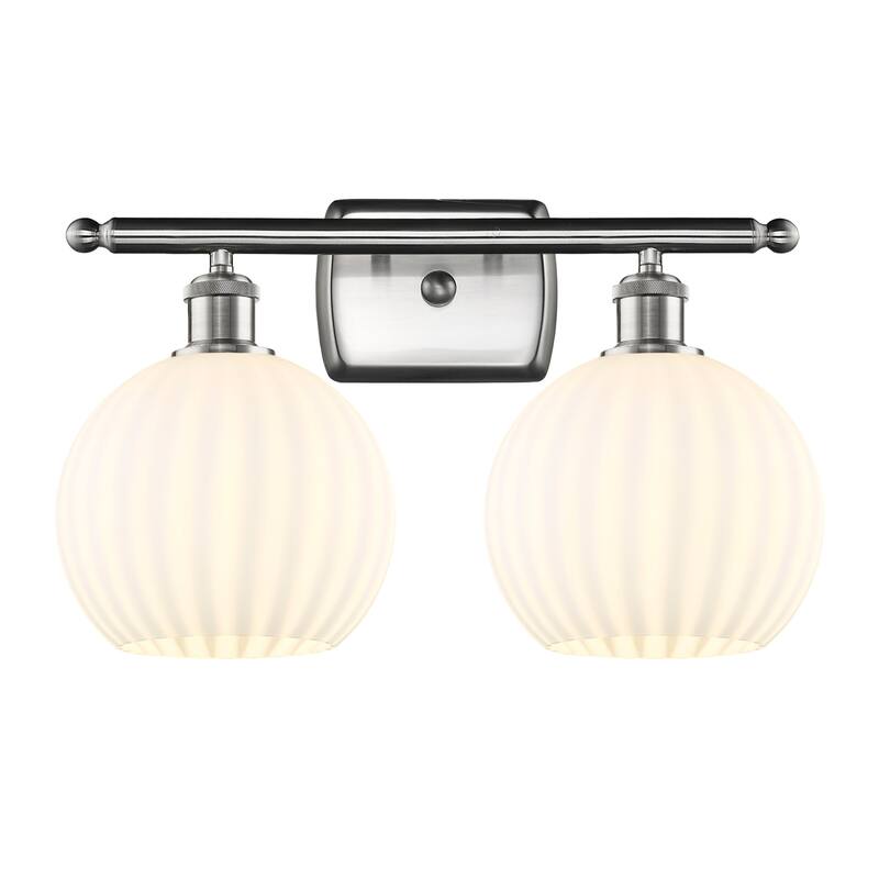 Innovations Lighting 516-2W-11-18 White Venetian Vanity White Venetian - Brushed Satin Nickel / White Venetian