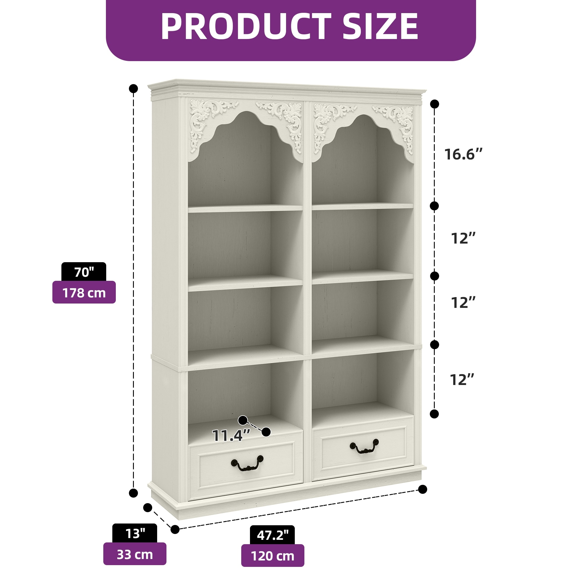置物 DW THE MILLENNIUM AT HORSESHOE BAY Moasis Modern 5-Shelf Bookcase Display Shelf Antique Arched