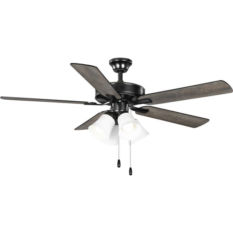 AirPro 52 in. Matte Black 5-Blade AC Motor Ceiling Fan with Light - 52 in x 52 in x 18.7 in - 52 in x 52 in x 18.7 in