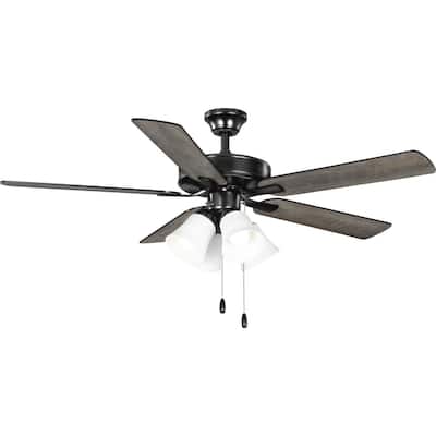 AirPro 52 in. Matte Black 5-Blade AC Motor Ceiling Fan with Light - 52 in x 52 in x 18.7 in