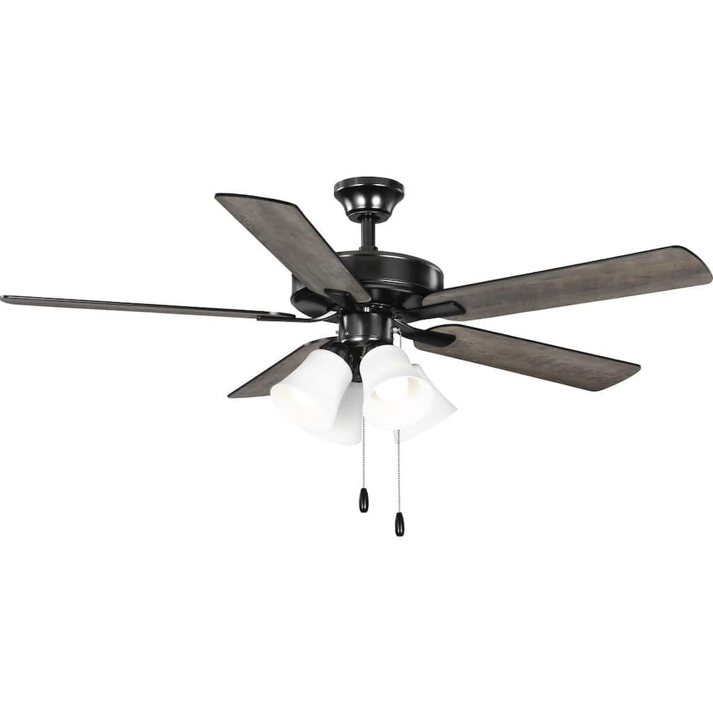 AirPro 52 in. Matte Black 5-Blade AC Motor Ceiling Fan with Light - 52 in x 52 in x 18.7 in