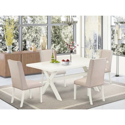 5-Piece Kitchen Dining Set - Rectangular Table with 4 Upholstered Chairs - 72