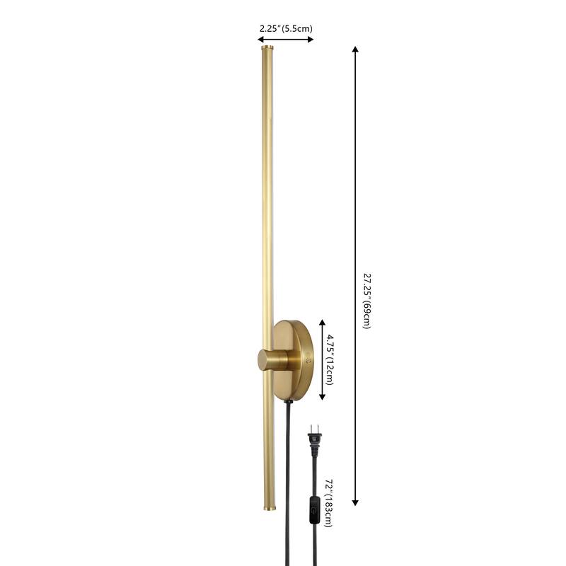 Marion 27.25" 1-Light Modern Minimalist Iron Adjustable Bar Integrated LED Plug-In Sconce, by JONATHAN Y