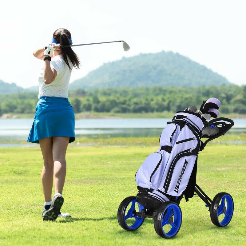 4 Wheel Golf Push Cart with Brake Scoreboard Adjustable Handle
