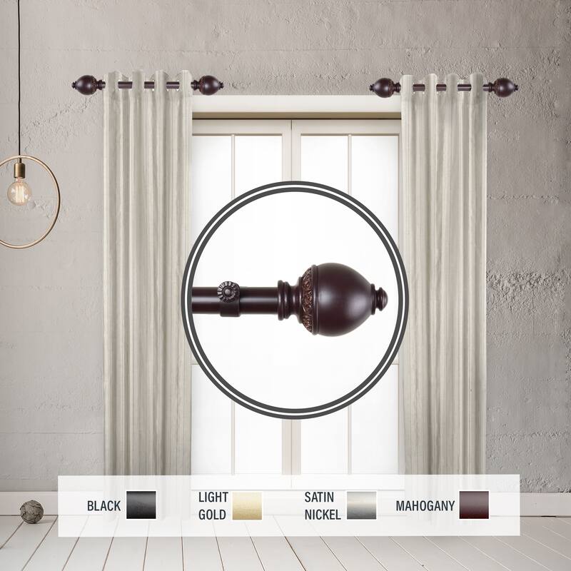 InStyleDesign Jolene 1" Side Curtain Rod 12-20 inch long (Set of 2) - 12 to 20 inches - Mahogany