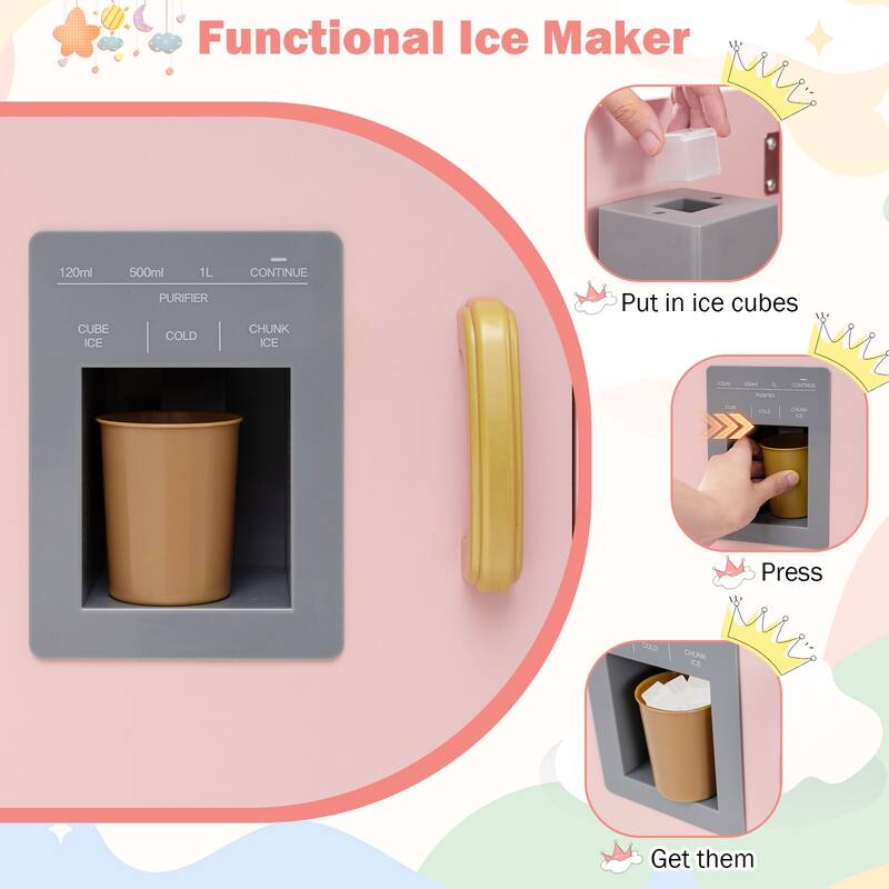 Gymax Corner Kids Play Kitchen Wooden Pretend Toy Kitchen w/ Realistic