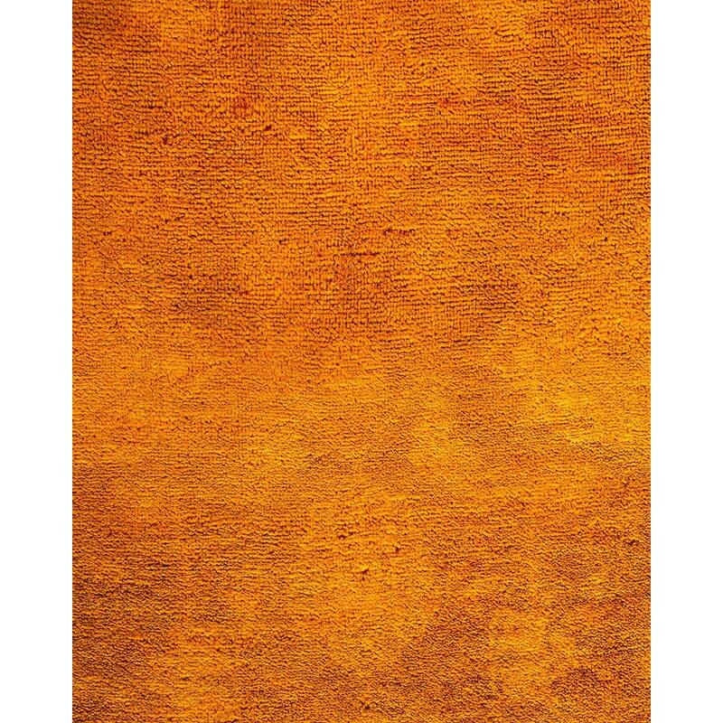 Overton Hand Knotted Wool Vintage Inspired Modern Contemporary Overdyed Gold Area Rug - 10' 10" x 15' 7"