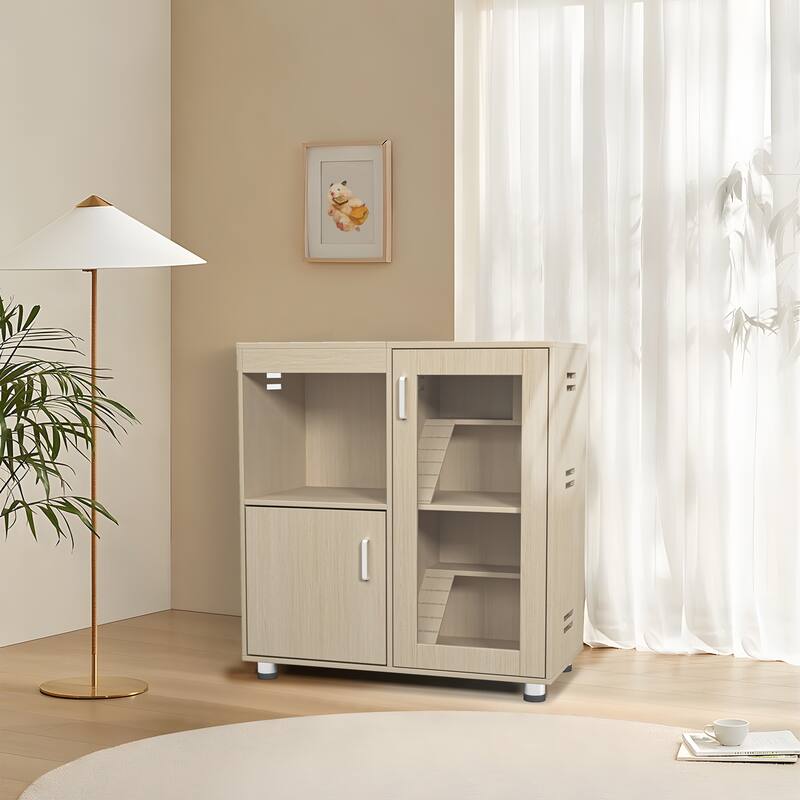 Hamster Cage,Small Animal Cage,4-Tier Guinea Pig Cage Wood with Acrylic Windows,Storage Cabinet,Openable Top