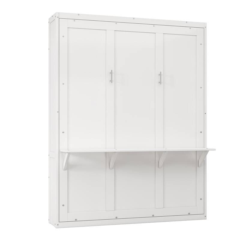 White Wood Queen Size Murphy Beds