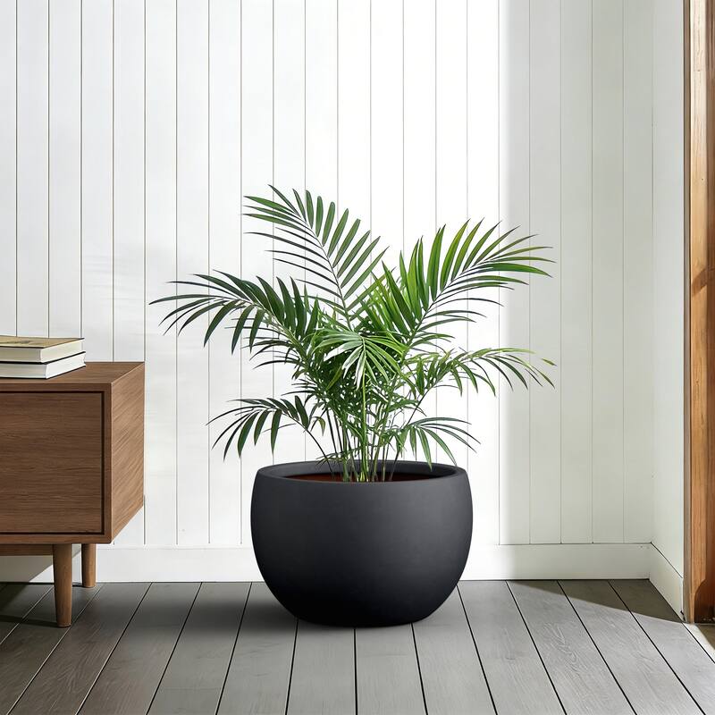 Concrete Round Bowl Planter with Drainage Hole(Upgraded Interior)