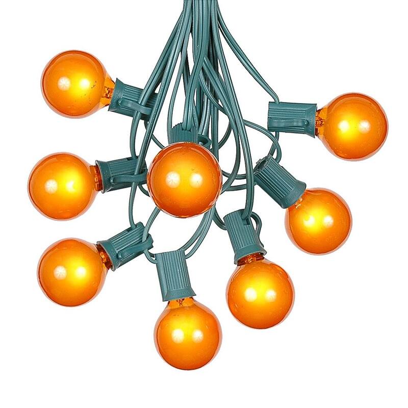 25 Foot G40 Outdoor Globe Patio String Lights - Set of 25 G40 Globe Bulbs - Orange