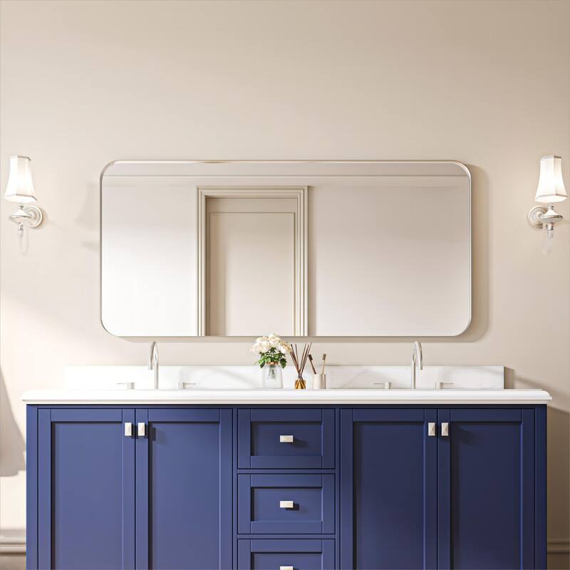 Organnice Rectangular Aluminum Frame Vanity Bathroom Mirror with Clear Glass