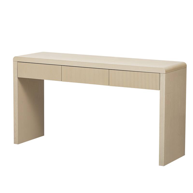 Rustic Console Table with 3 Fluted Drawers