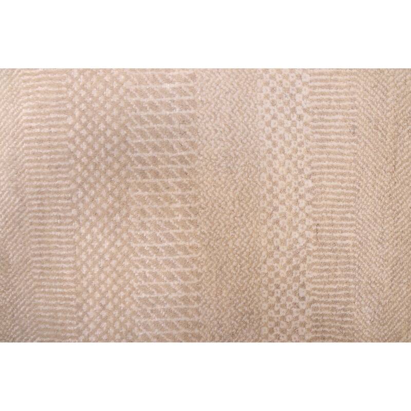 ECARPETGALLERY Hand-knotted Finest Silk Shadow Beige Silk, Wool Rug - 2'6 x 7'11