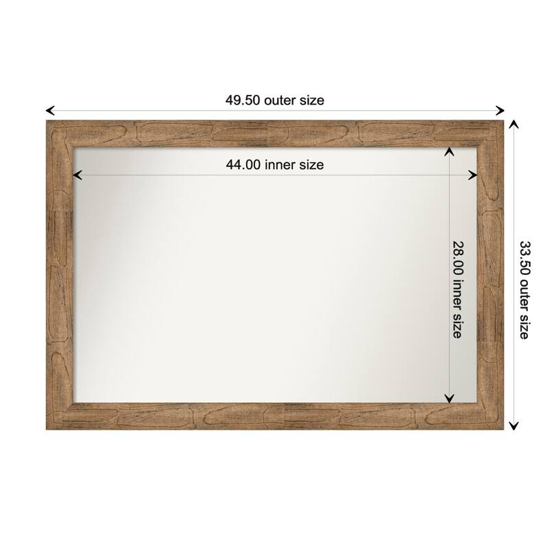 Owl Brown Framed Non-Beveled Custom Wall Mirror, Bathroom Vanity Mirror - Outer Size: 49.5 x 33.5