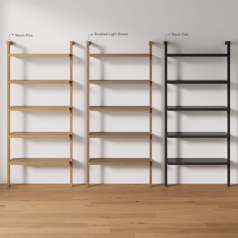Beacon Boho Rustic 5 Tier Bookshelf, Wall Mounted Solid Wood Bookcase