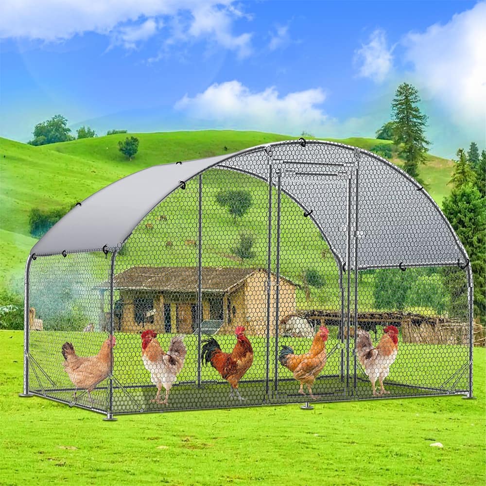 Outdoor Chicken Run, Walk-in Chicken Coop, Large Metal Chicken House