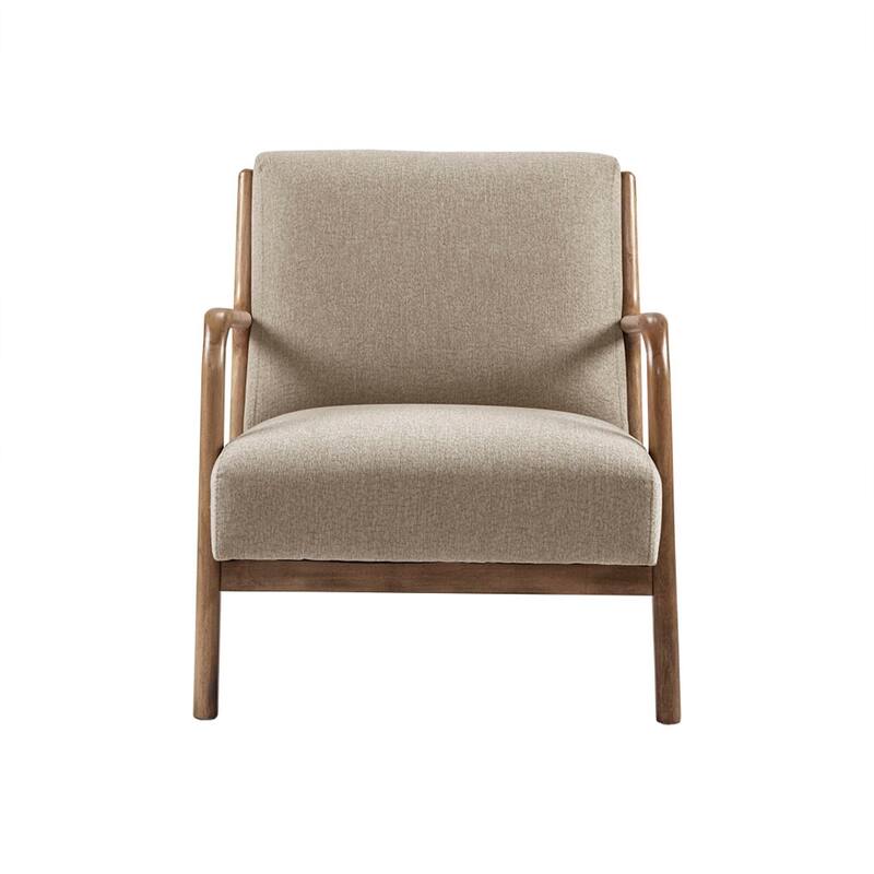 Roomfitters Mid-Century Lounge Chair with Solid Wood Frame, Upholstered Accent Seating, Living Room Chair - Taupe