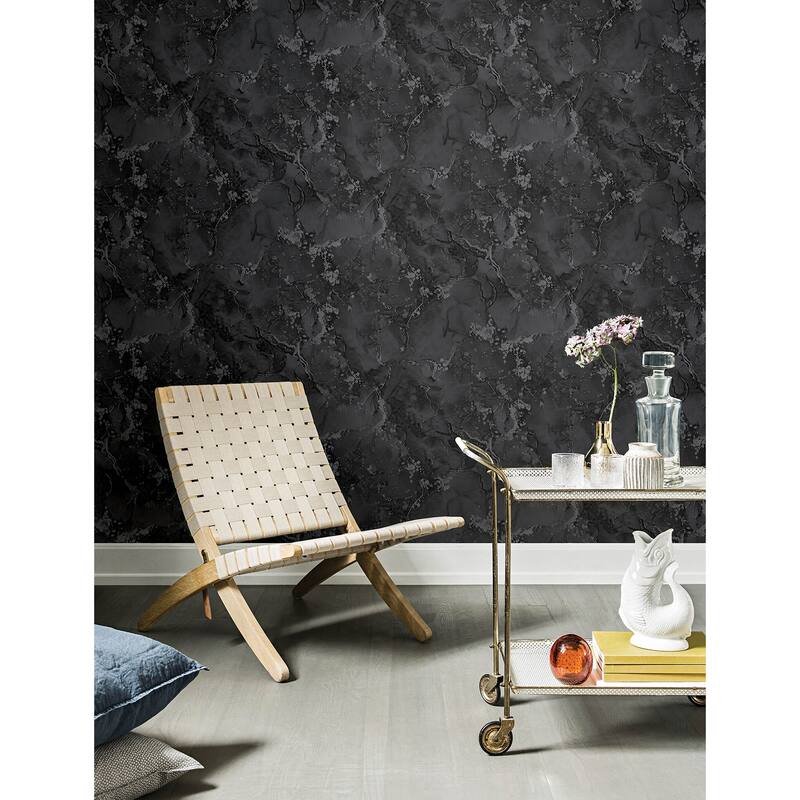 Advantage Grandin Black Marbled Wallpaper