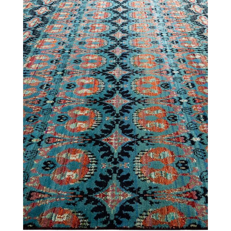 Modern One-of-a-Kind Handmade Area Rug - Black, 9' 2" x 12' 5" - 9' 2" x 12' 5"