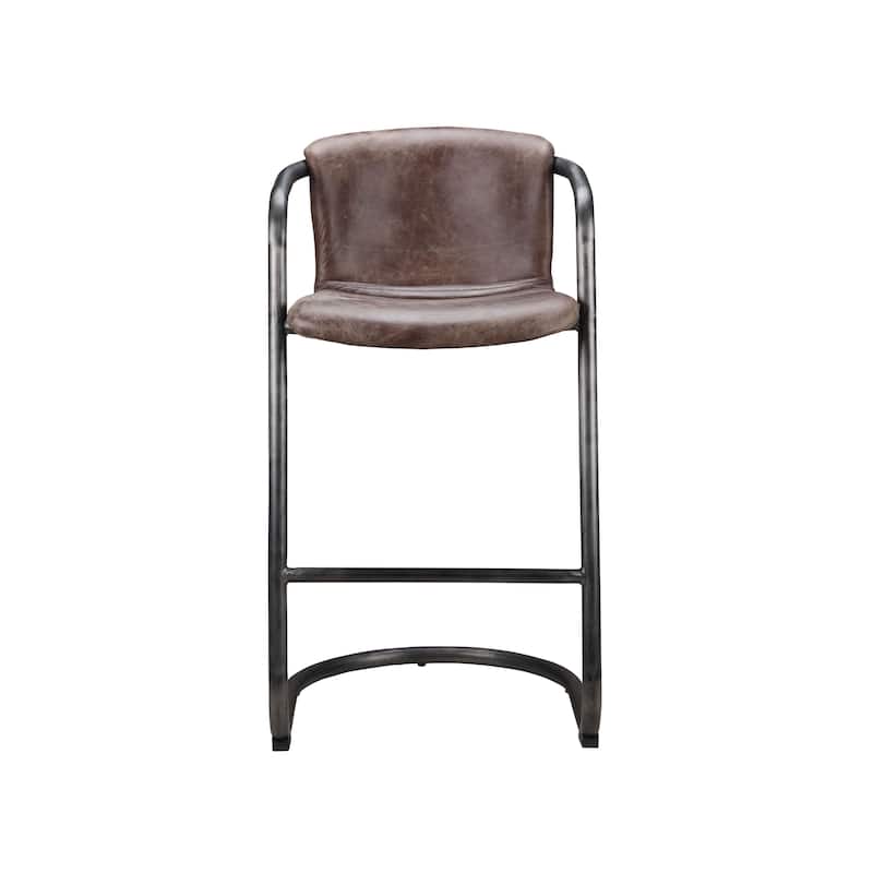 Aurelle Home Mason Rustic Bar Stool Brown Leather (Set of 2)