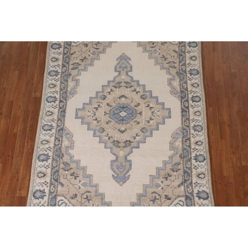 Geometric Moroccan Indian Area Rug Handmade Wool Carpet - 5'3"x 7'11"