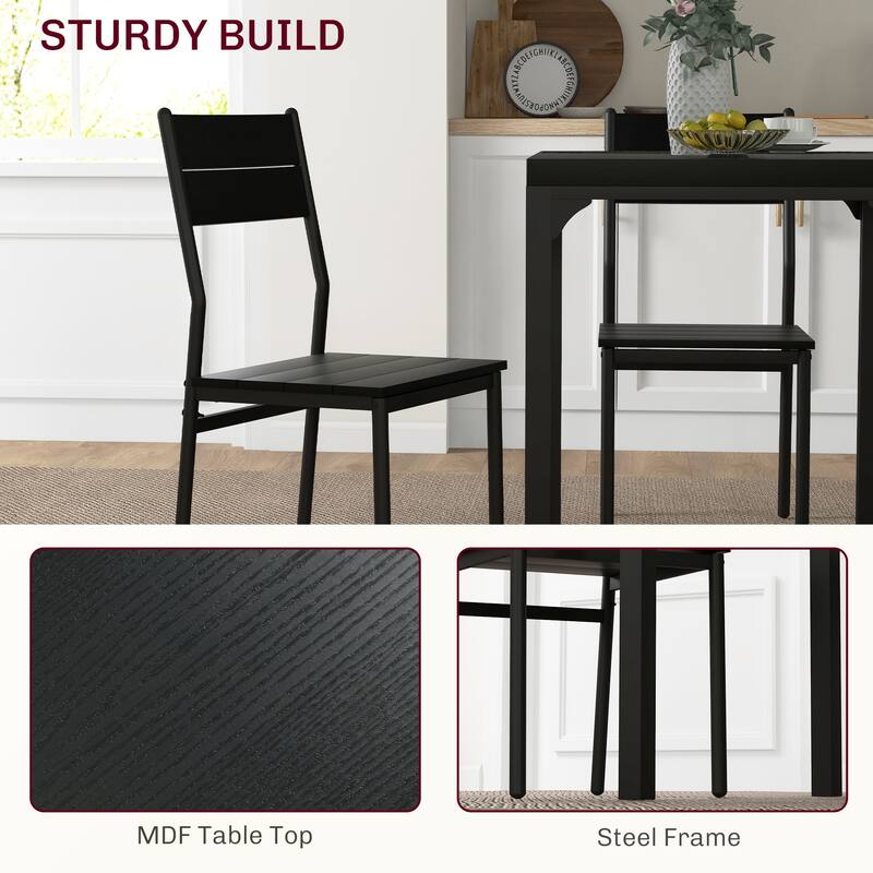 Small Table and Chair Set Casual Coffee Table Restaurant Table and Chair Set 3 Piece with Steel Legs for Breakfast Nook