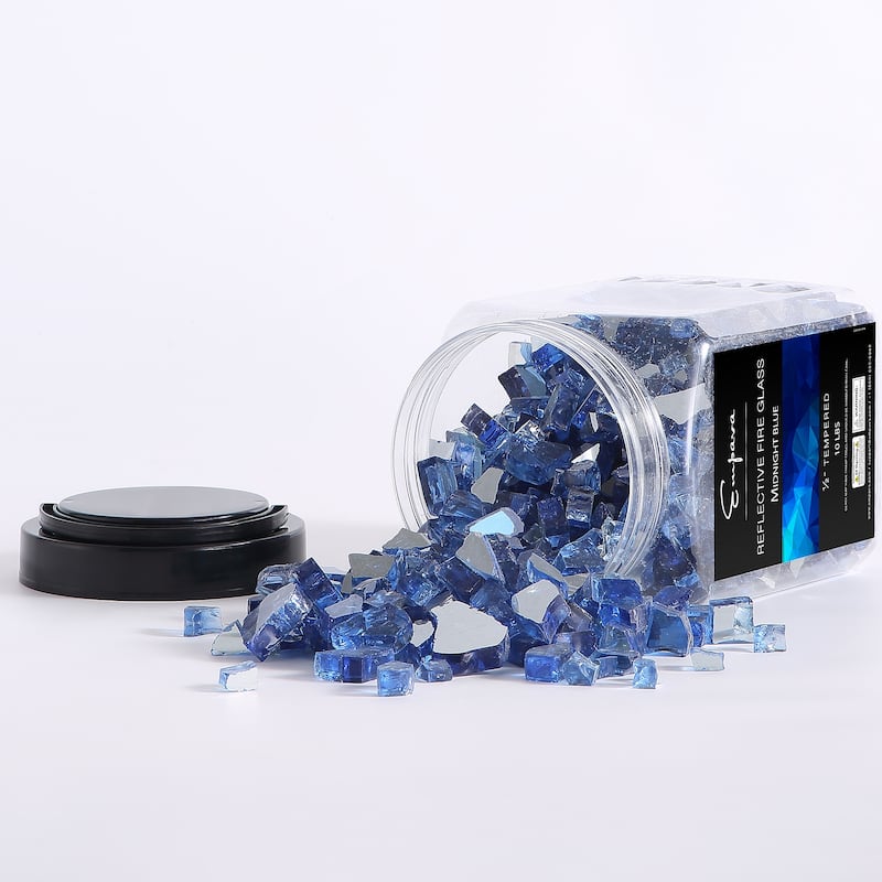 10 lbs. 1/2-in Blue Reflective Tempered Fire Glass for Gas Fire Pit