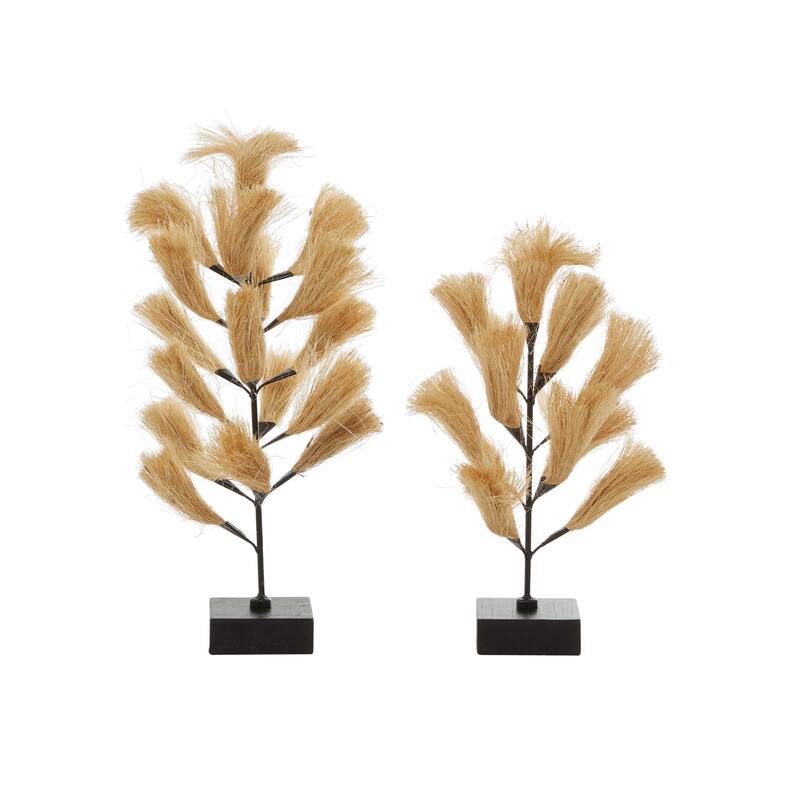 Brown Wood Coastal Sculpture Nature (Set of 2) - 10 x 10 x 20 and 11 x 11 x 16